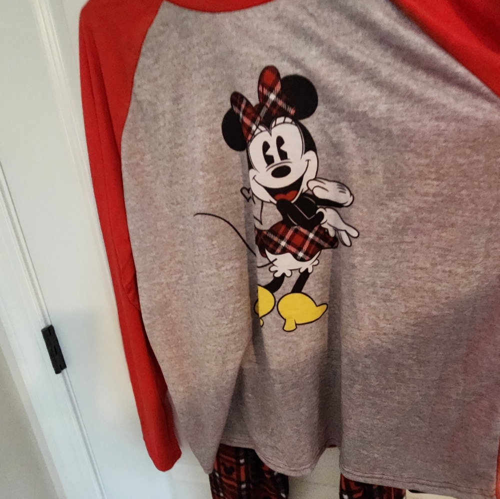 Minnie Mouse Red and Gray Pajama Set